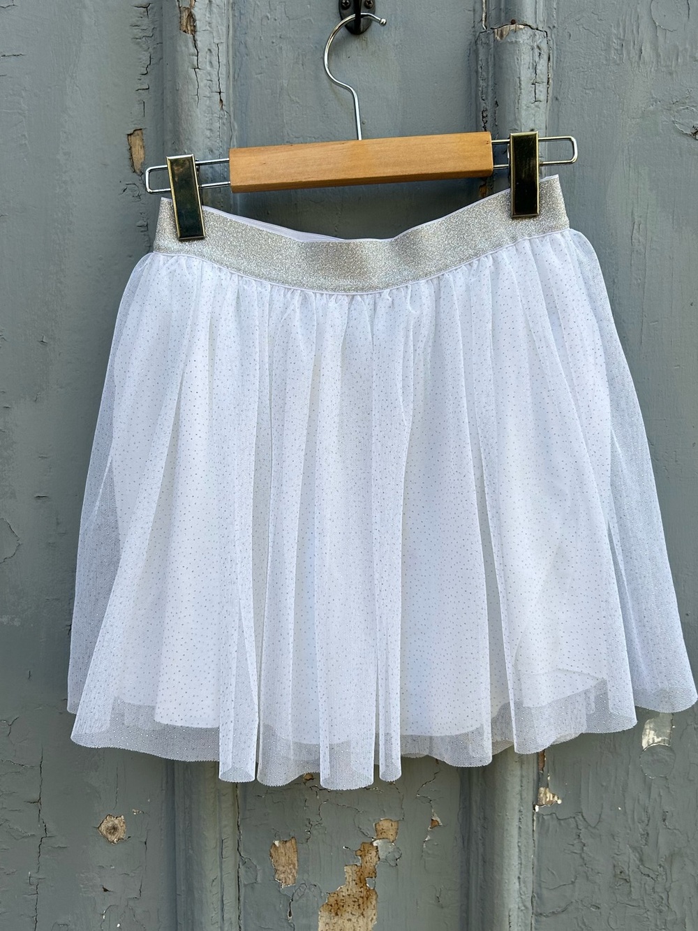 petit bateau silver tulle skirt, size 12